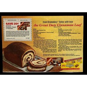 Fleischmann's Yeast Vintage Print Ad 1988 Great Date Cinnamon Loaf Recipe